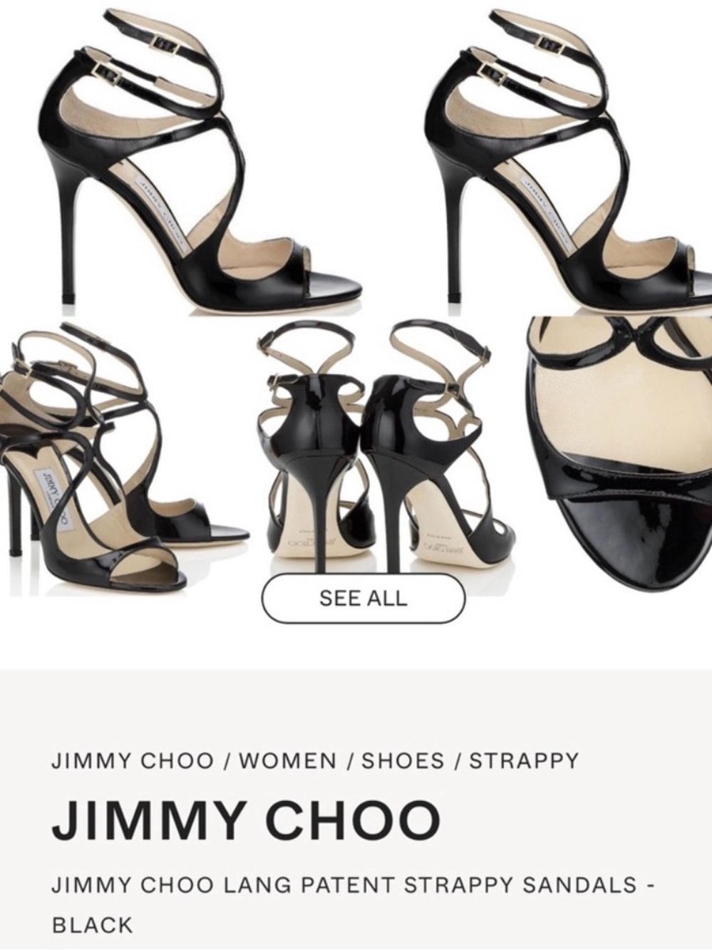 Jimmy Choo Black Patent Strappy Stiletto Sandals